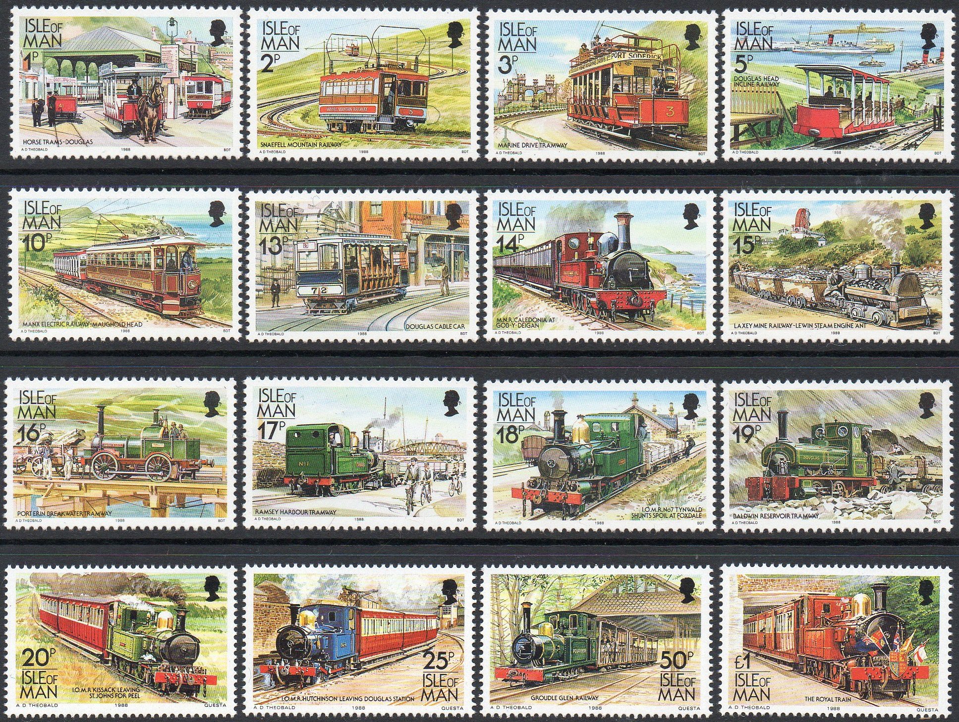 Isle of Man Stamps Trains 1988-1992